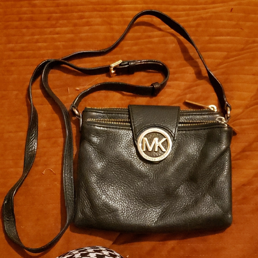 Michael Kors Black Leather Crossbody Bag